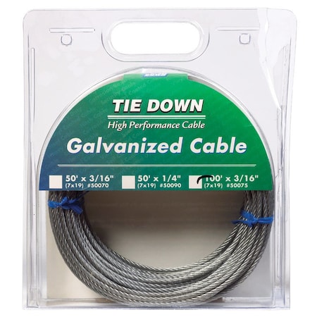 Tie Down Engineering Tie Down Engineering Galvanized Galvanized Steel 3/16 in. D X 100 ft. L Aircraft Cable 50075
